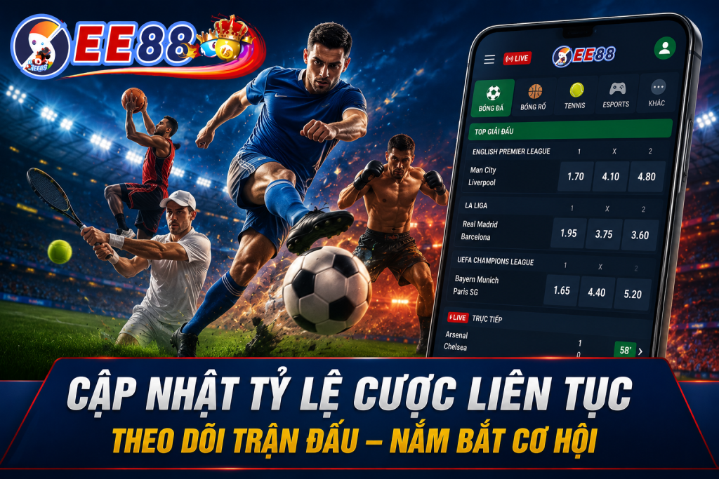 Bảng tỷ lệ kèo trực tiếp (live betting) đang thay đổi theo diễn biến trận đấu